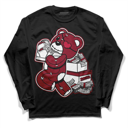 Jordan 1 Retro High '85 OG Metallic Burgundy DopeSkill Long Sleeve T-Shirt Bear Steals Sneaker Graphic Streetwear - Black