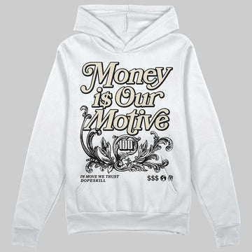 Jordan 5 Retro Reverse Metallic DopeSkill Hoodie Sweatshirt Money Is Our Motive Typo Graphic Streetwear - White