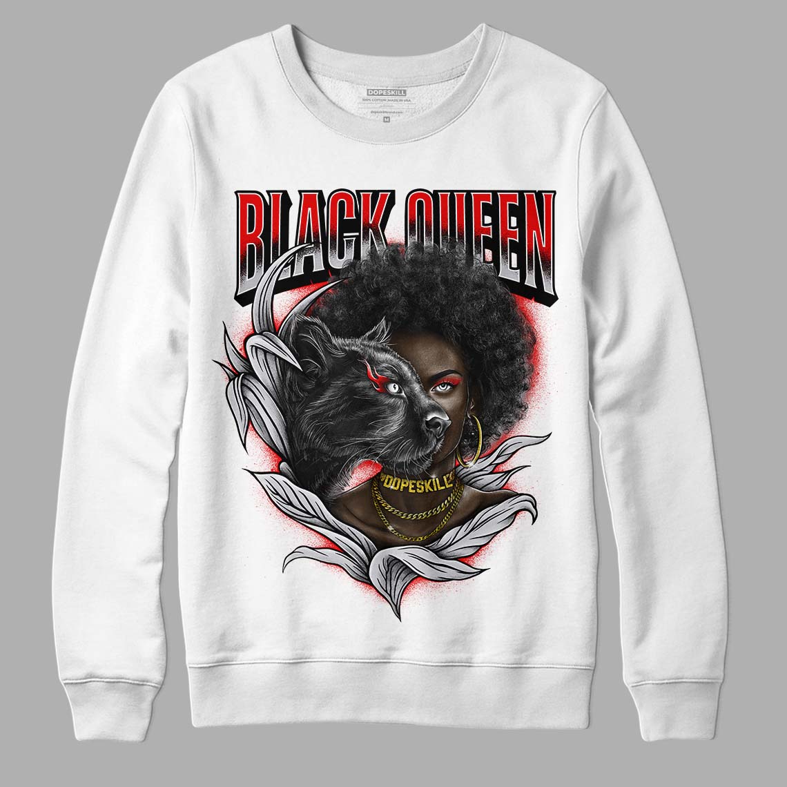 Jordan 2 Retro "Black Cement" DopeSkill Sweatshirt New Black Queen Graphic Streetwear - White 