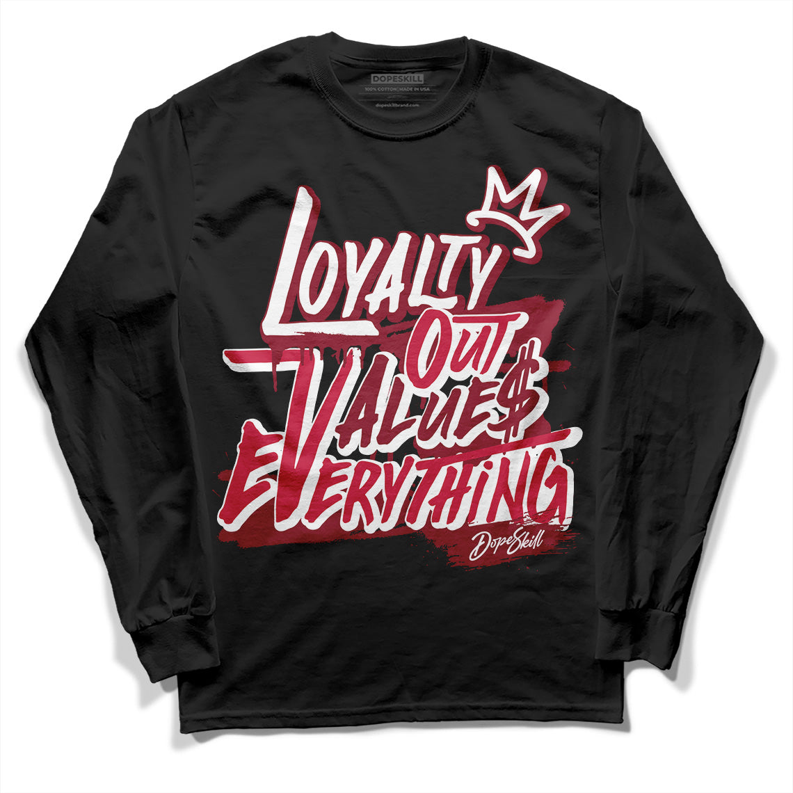 Jordan 1 Retro High '85 OG Metallic Burgundy DopeSkill Long Sleeve T-Shirt LOVE Graphic Streetwear - Black