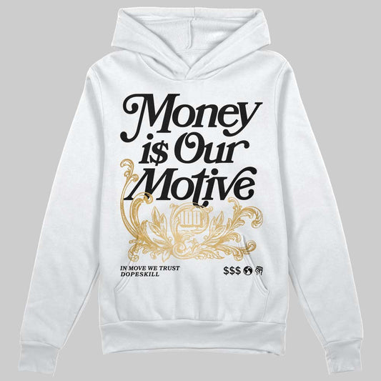Jordan 12 Retro 'Taxi' 2025 DopeSkill Hoodie Sweatshirt Money Is Our Motive Typo Graphic Streetwear - White 
