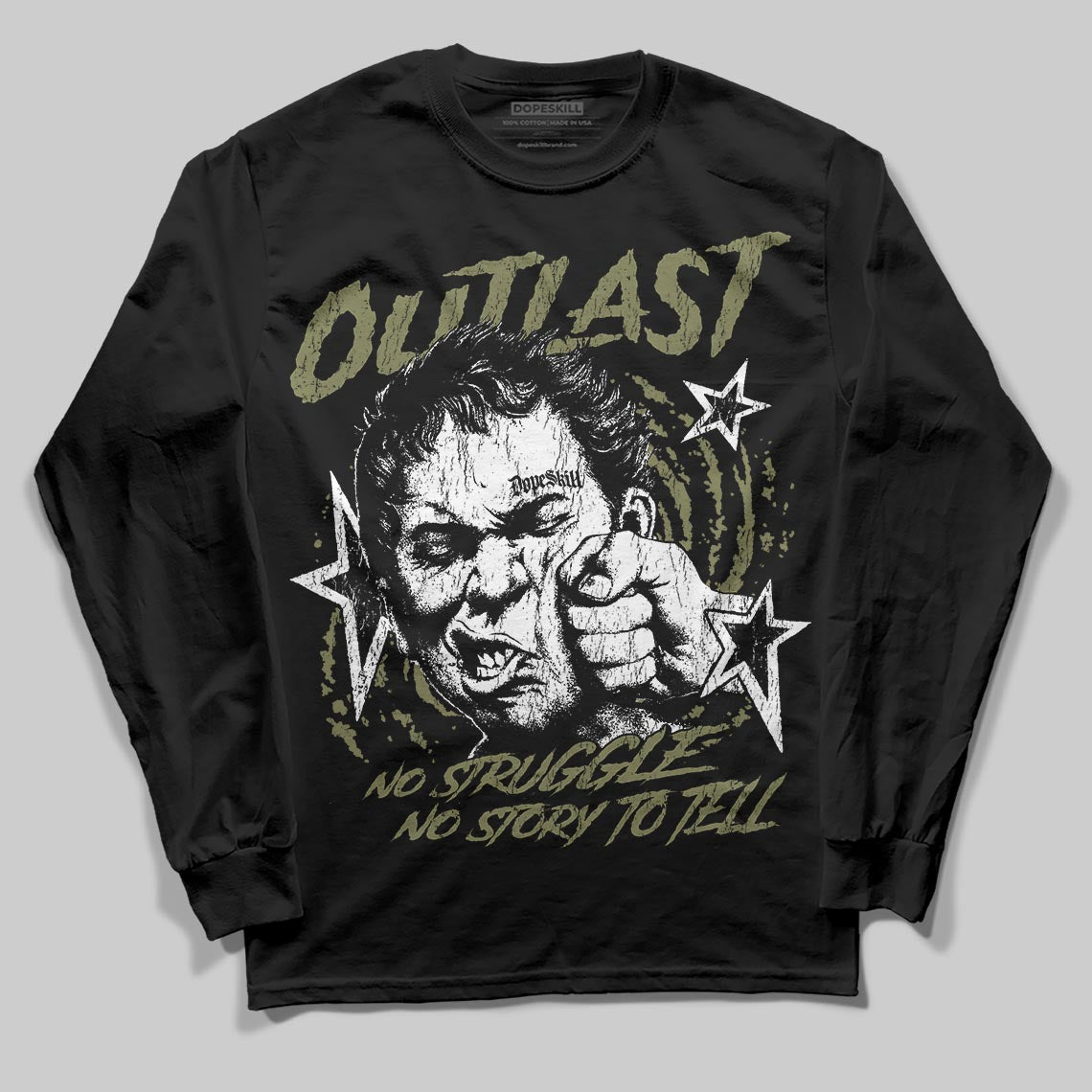 Olive Sneakers DopeSkill Long Sleeve T-Shirt Outlast Graphic Streetwear - Black