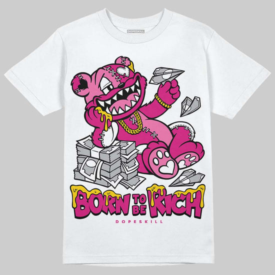 Rick Owens Pink Leather Low Sneakers DopeSkill T-Shirt Born To Be Rich Graphic Streetwear - White