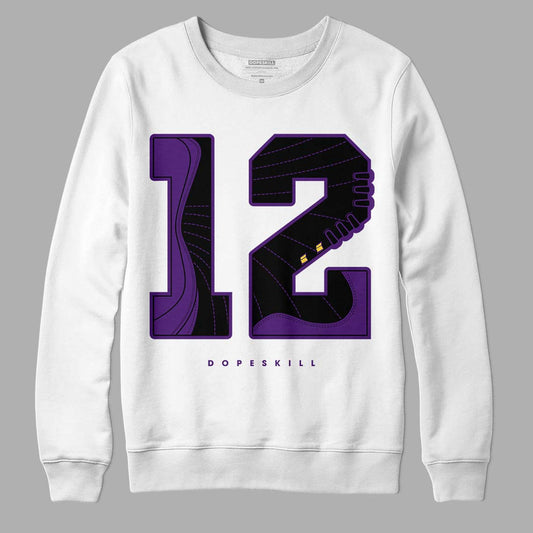 Jordan 12 “Field Purple” DopeSkill Sweatshirt No.12 Graphic Streetwear - White