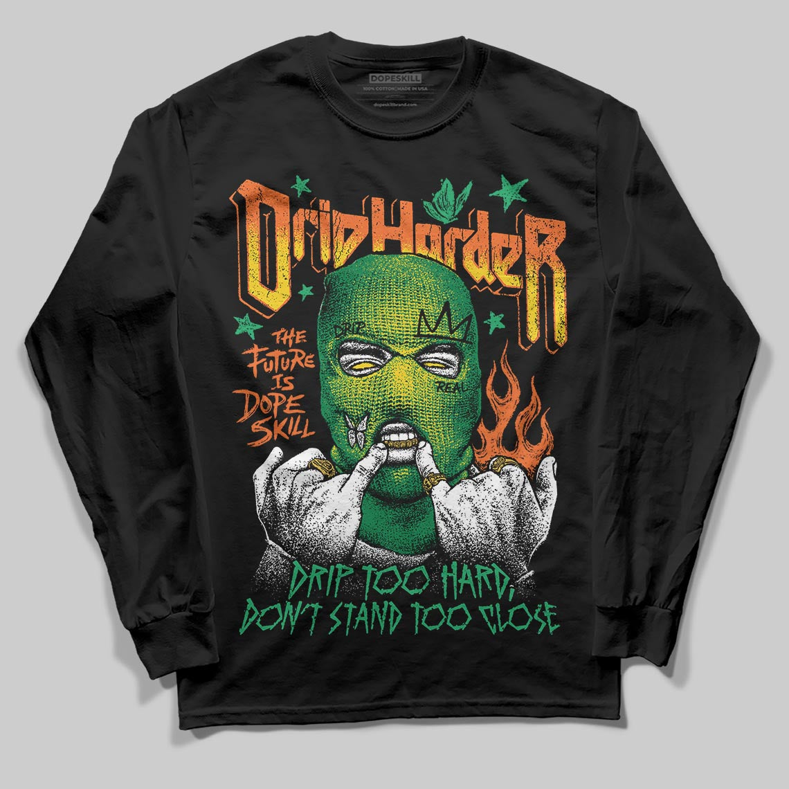 Green Sneakers DopeSkill Long Sleeve T-Shirt Drip Harder Graphic Streetwear - black