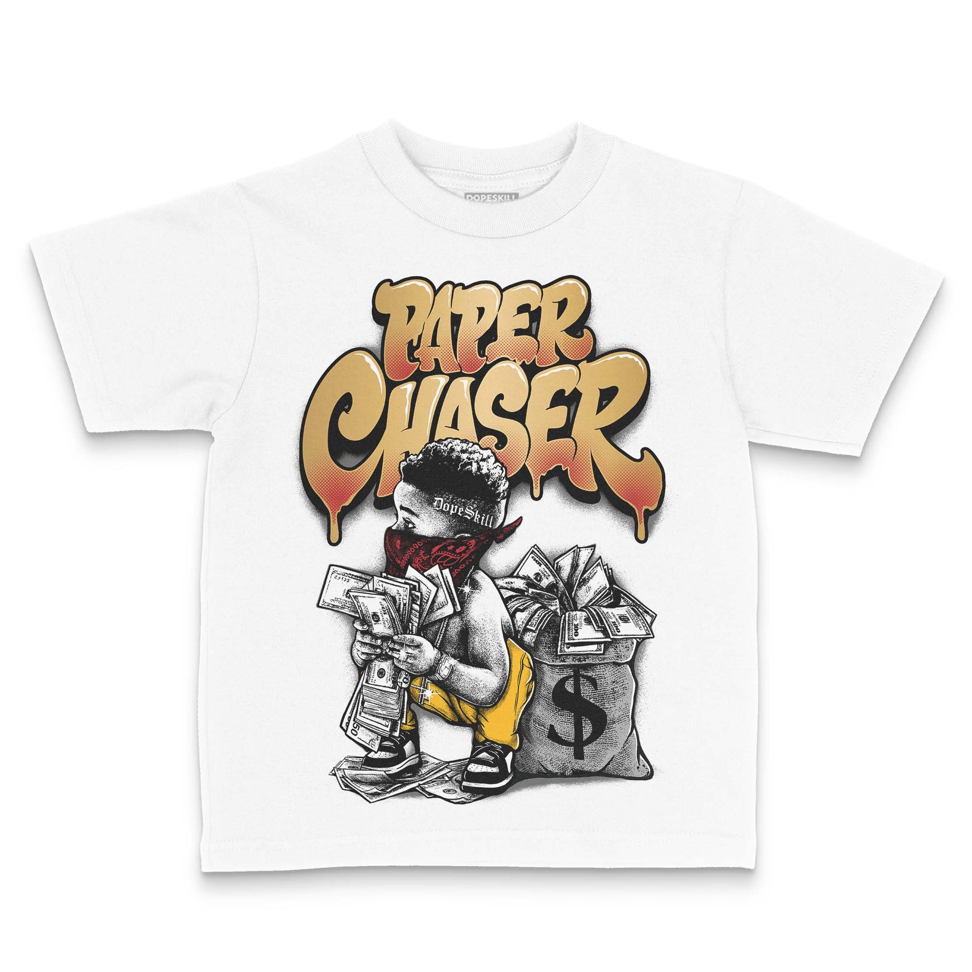 Jordan 12 Retro 'Taxi' 2025 DopeSkill Toddler Kids T-shirt Paper Chaser Boy Graphic Streetwear - White