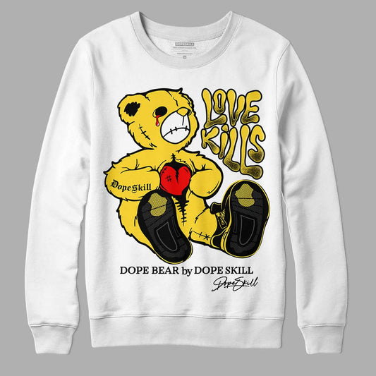 Jordan 4 Tour Yellow Thunder DopeSkill Sweatshirt Love Kills Graphic Streetwear - White