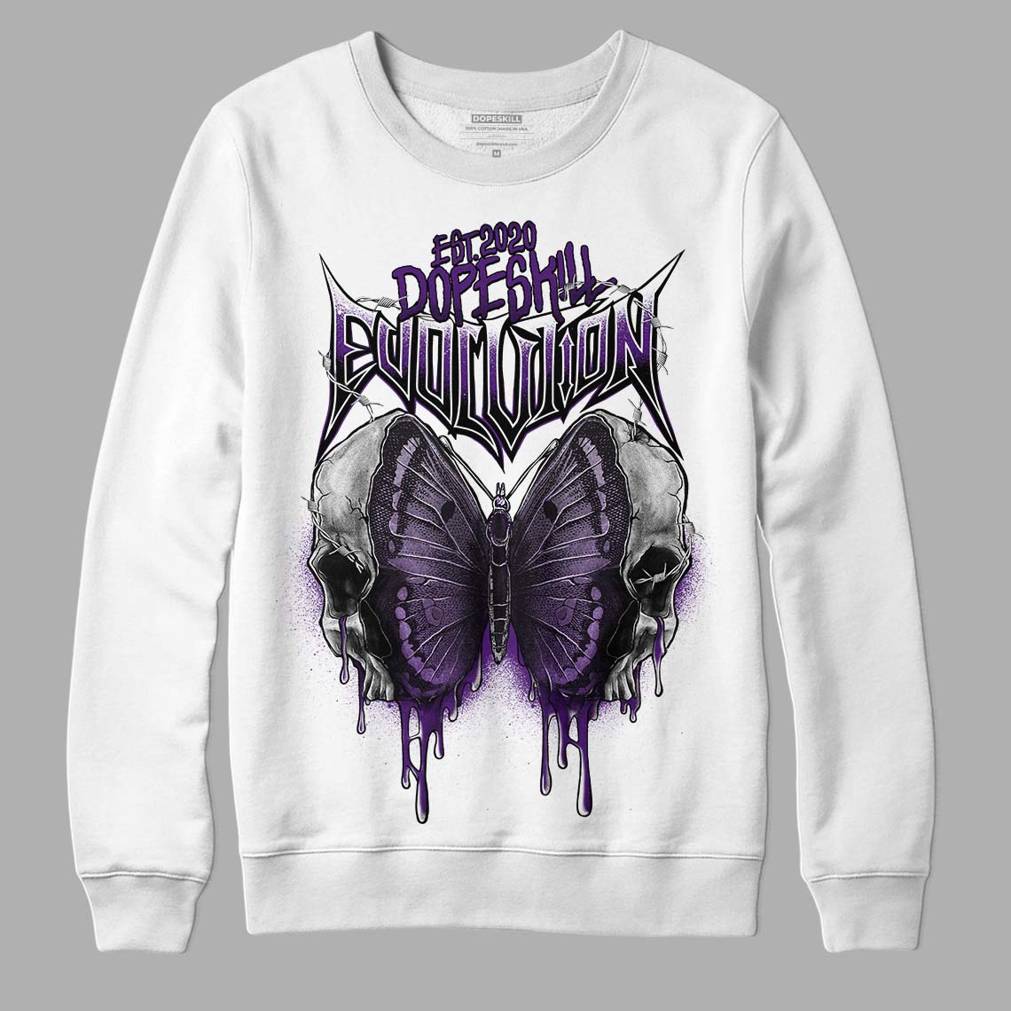 Jordan 12 “Field Purple” DopeSkill Sweatshirt DopeSkill Evolution Graphic Streetwear - White