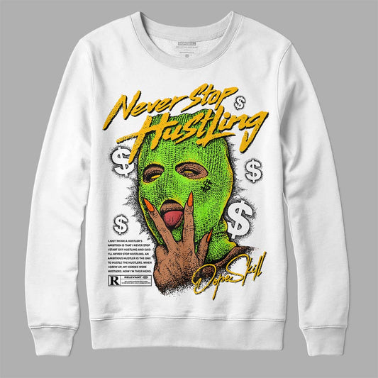 Neon Green  Sneakers DopeSkill Sweatshirt Never Stop Hustling Graphic Streetwear - White 