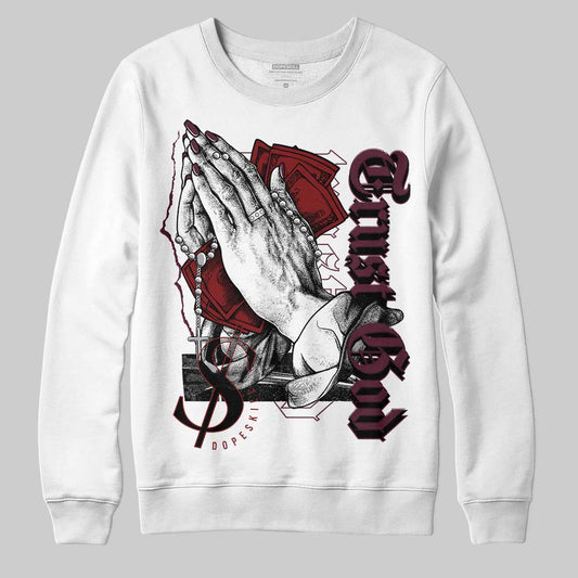 Jordan 5 Retro Burgundy (2023) DopeSkill Sweatshirt Trust God Graphic Streetwear - White 