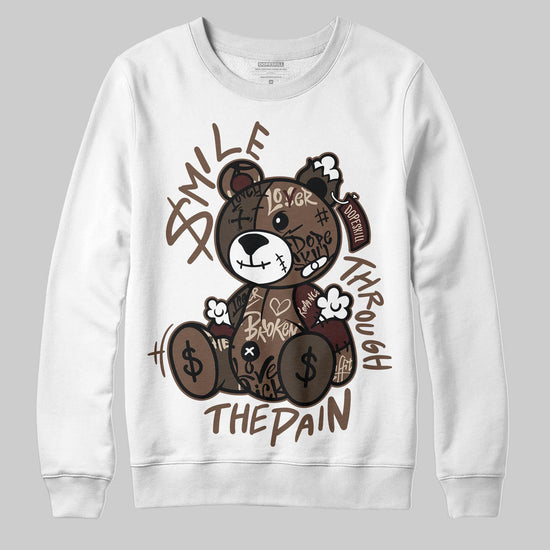 A Ma Maniére x Air Jordan 4 “Dark Mocha” DopeSkill Sweatshirt Smile Through The Pain Graphic Streetwear - White