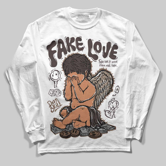 SoleFly x Air Jordan 12 Retro SP 'Cafecito/Baroque Brown' DopeSkill Long Sleeve T-Shirt False Love Graphic Streetwear - White