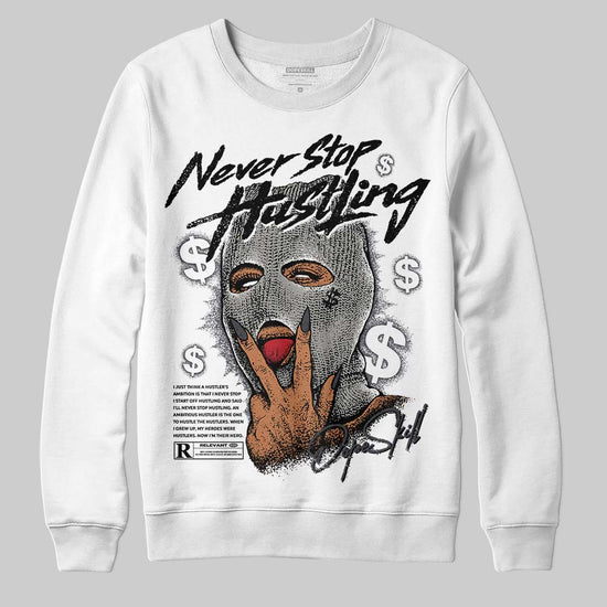 Jordan 3 Retro Black Cat DopeSkill Sweatshirt Never Stop Hustling Graphic Streetwear - White