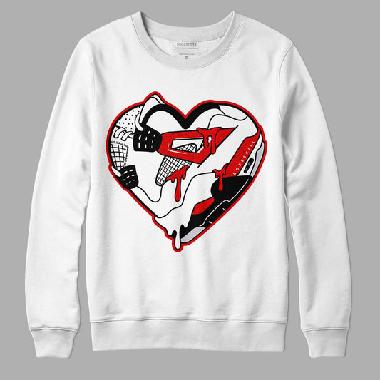 Jordan 4 Retro Red Cement DopeSkill Sweatshirt Heart Jordan 4 Graphic Streetwear - White