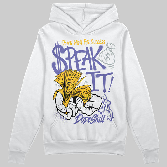 Jordan 4 Retro Lakers DopeSkill Hoodie Sweatshirt Speak It Graphic Streetwear - White