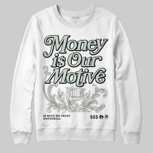 Jordan 1 Retro Low OG Year of the Snake (2025) DopeSkill Sweatshirt Money Is Our Motive Typo Graphic Streetwear - White