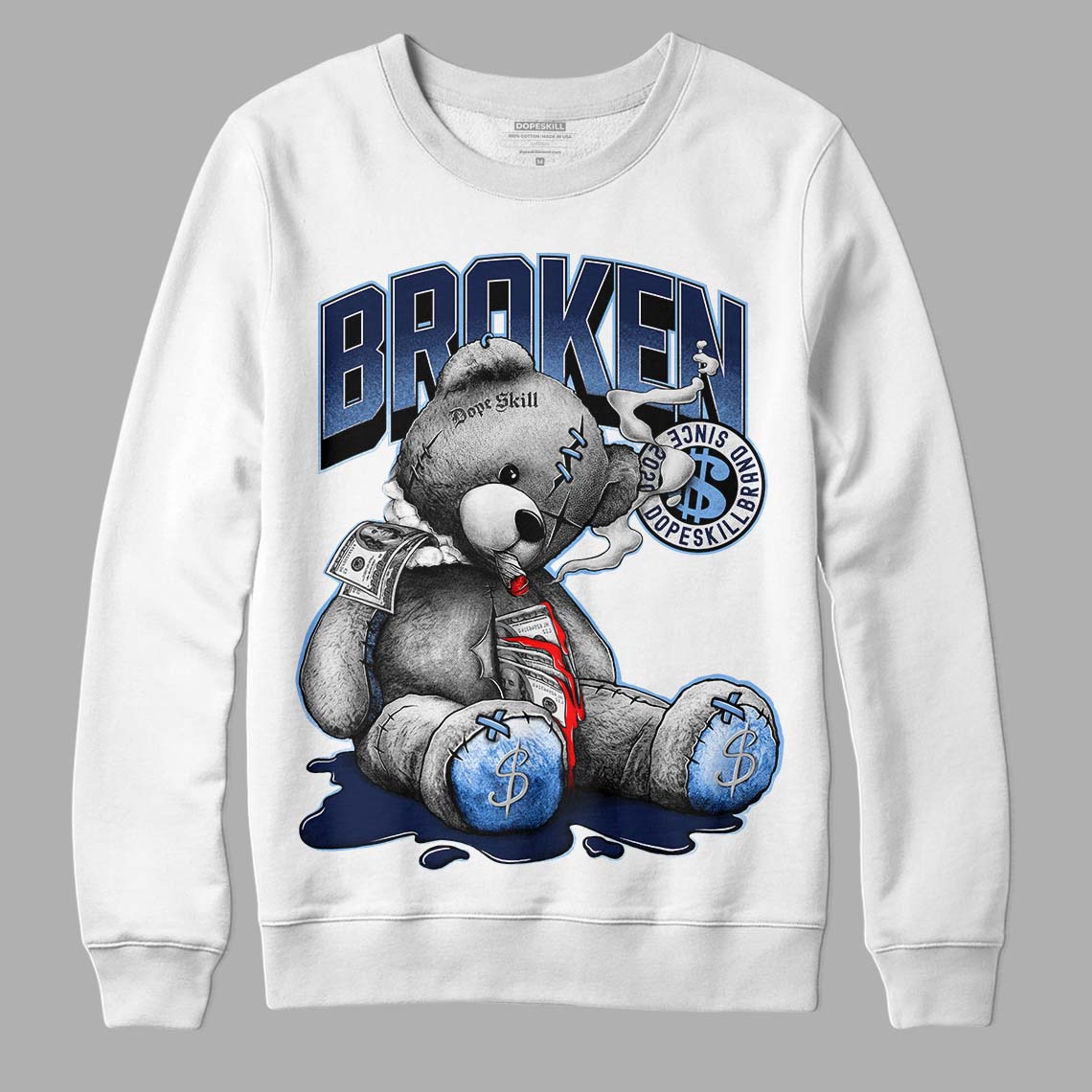 Jordan 5 Midnight Navy DopeSkill Sweatshirt Sick Bear Graphic Streetwear