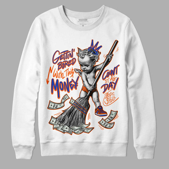 Dunk Low Futura Orange Blaze DopeSkill Sweatshirt Gettin Bored With This Money Graphic Streetwear - White