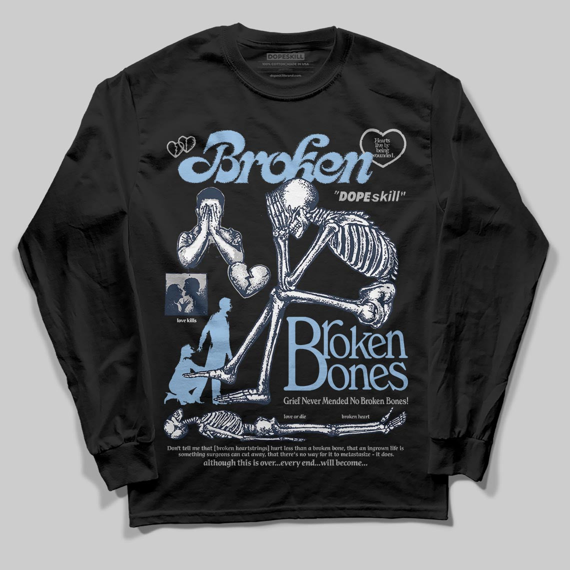 Asics Gel-Cumulus 16 Wash/Independence Blue DopeSkill Long Sleeve T-Shirt Broken Bones Graphic Streetwear - black