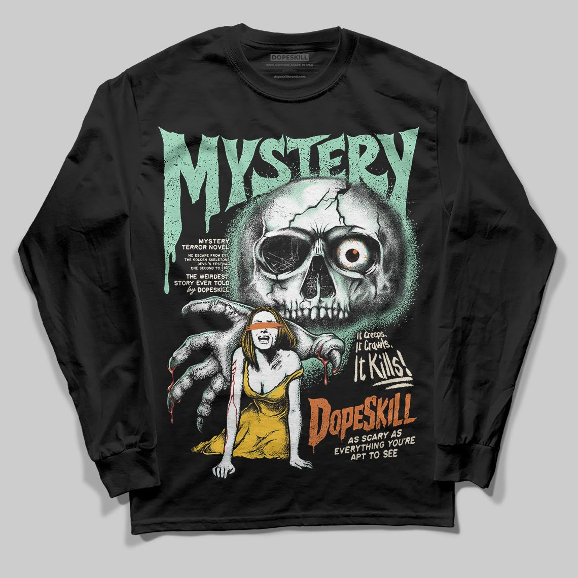SB Dunk Low Rodeo Tourmaline DopeSkill Long Sleeve T-Shirt Mystery Ghostly Grasp Graphic Streetwear - Black