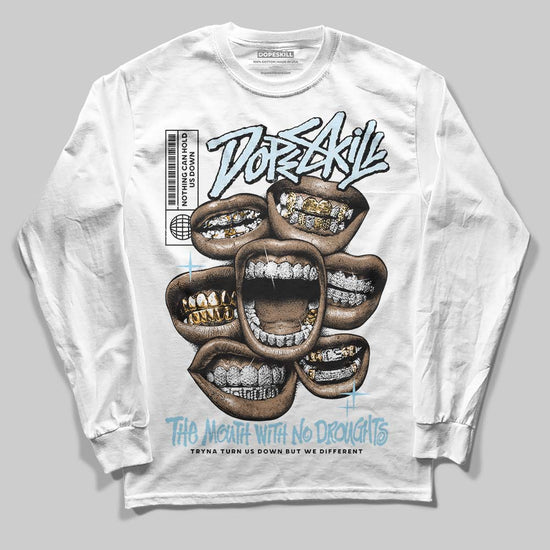 Vans Knu Stack Vintage Satin Dream Blue DopeSkill Long Sleeve T-Shirt The Mouth With No Droughts Graphic Streetwear - White