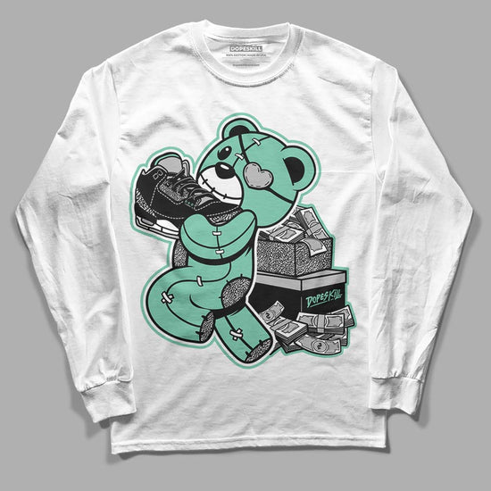 Jordan 3 "Green Glow" DopeSkill Long Sleeve T-Shirt Bear Steals Sneaker Graphic Streetwear - White 