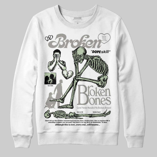 Jordan 4 WMNS “Seafoam” (2025) DopeSkill Sweatshirt Broken Bones Graphic Streetwear - White