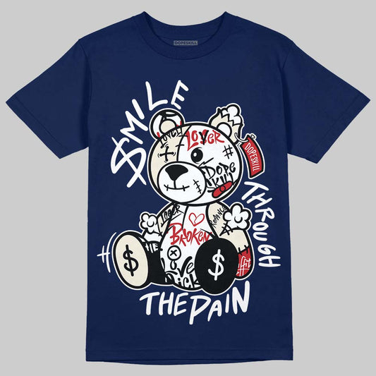 Jordan 11 “Rare Air” DopeSkill T-Shirt Smile Through The Pain Graphic Streetwear - Navy