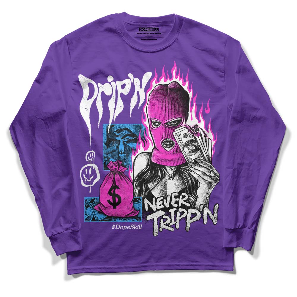 PURPLE Sneakers DopeSkill Purple Long Sleeve T-Shirt Drip'n Never Tripp'n Graphic Streetwear 