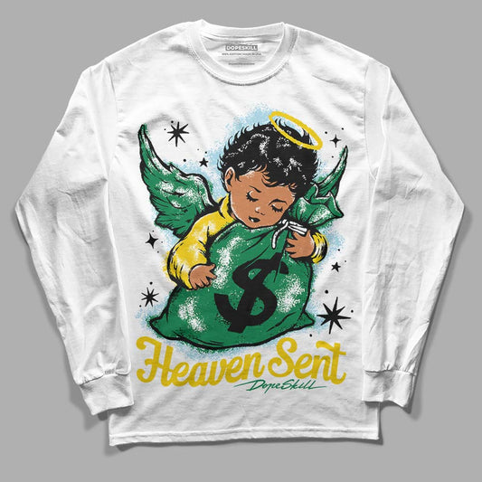 Jordan 5 “Lucky Green” DopeSkill Long Sleeve T-Shirt Heaven Sent Graphic Streetwear - White