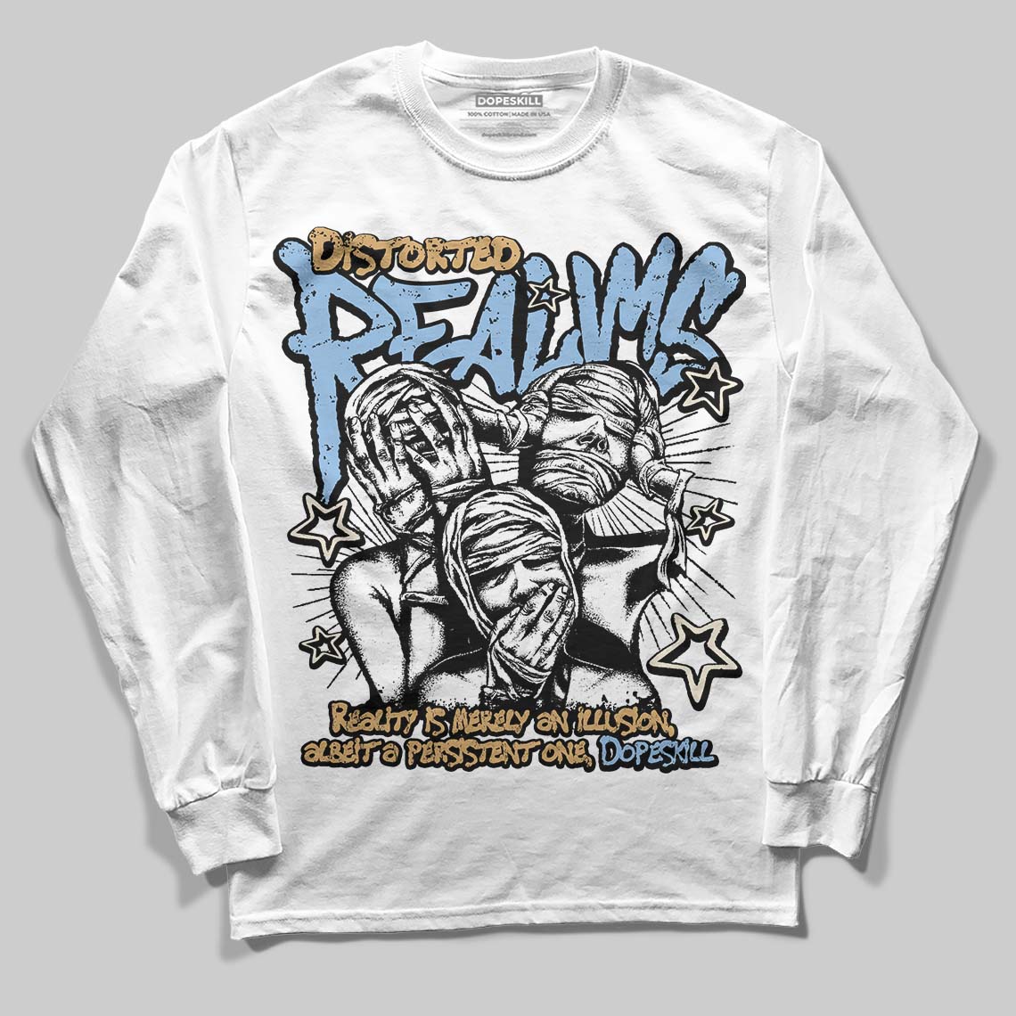 Nike Air Diamond Turf Must Be the Money DopeSkill Long Sleeve T-Shirt Distorted Realms Graphic Streetwear - White 