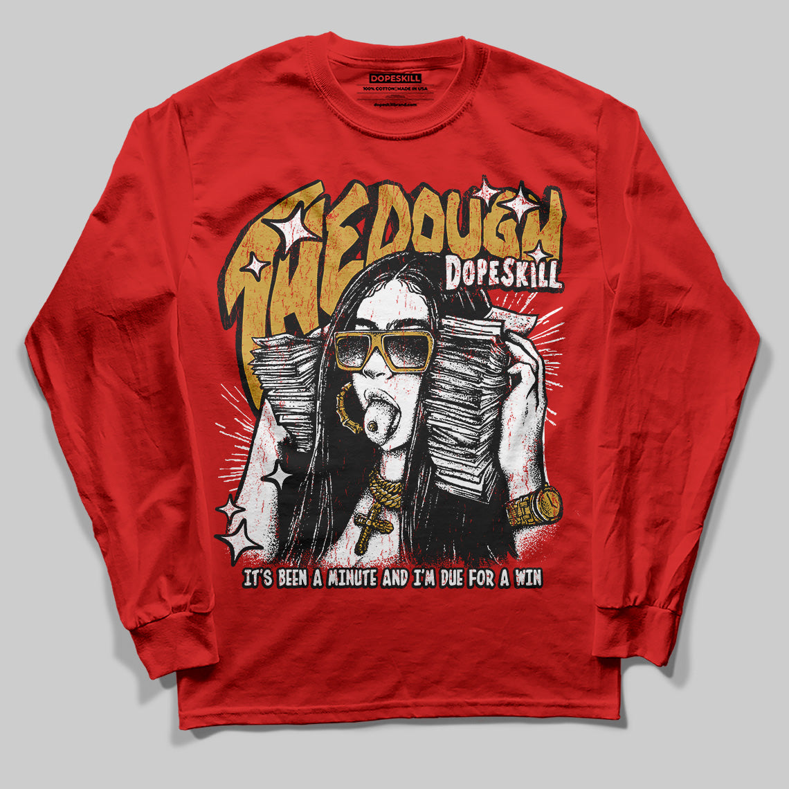 Red Sneakers DopeSkill Long Sleeve T-Shirt The Dough Graphic Streetwear - Red