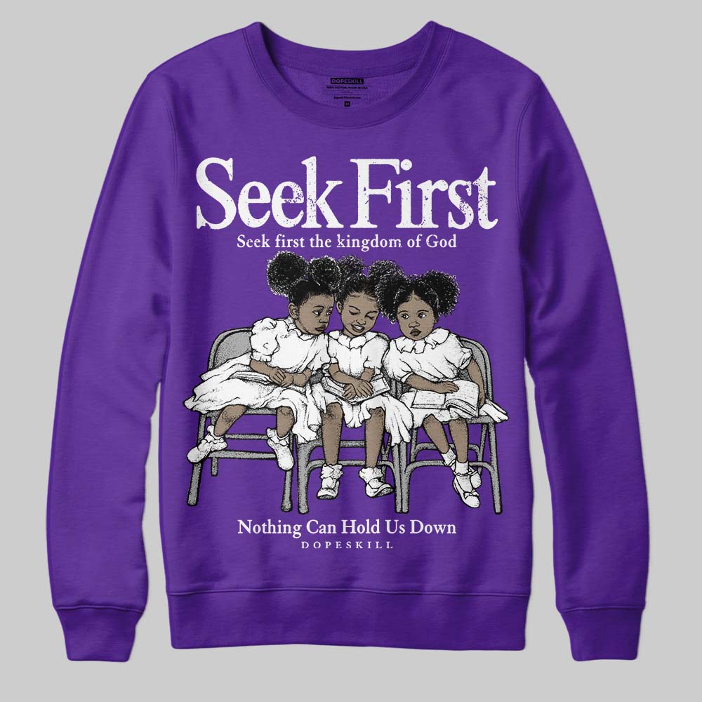 Jordan 12 “Field Purple” DopeSkill Sweatshirt New Seek First Graphic Streetwear - Purple
