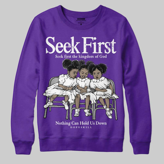 Jordan 12 “Field Purple” DopeSkill Sweatshirt New Seek First Graphic Streetwear - Purple