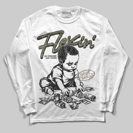 Jordan 3 “Medium Olive” aka “Family Affair” DopeSkill Long Sleeve T-Shirt Flexin' Graphic Streetwear - White
