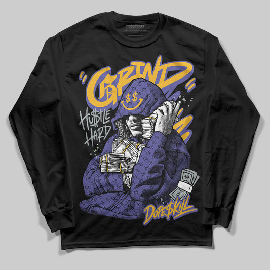 Jordan 4 Retro Lakers DopeSkill Long Sleeve T-Shirt Grind Pray Graphic Streetwear - Black