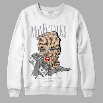 Jordan 4 Retro Frozen Moments DopeSkill Sweatshirt Money Talks Graphic Streetwear - White 