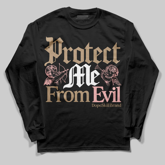 Nike Air Force 1 Low Canvas “Linen” DopeSkill Long Sleeve T-Shirt Protect Me From Evil Graphic Streetwear - Black