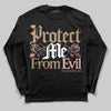 Nike Air Force 1 Low Canvas “Linen” DopeSkill Long Sleeve T-Shirt Protect Me From Evil Graphic Streetwear - Black