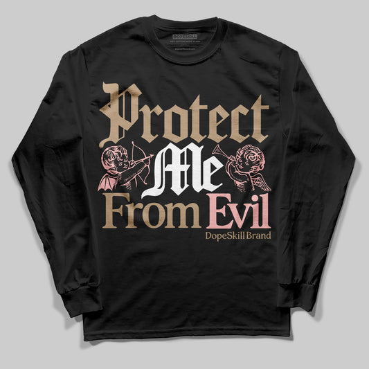 Nike Air Force 1 Low Canvas “Linen” DopeSkill Long Sleeve T-Shirt Protect Me From Evil Graphic Streetwear - Black