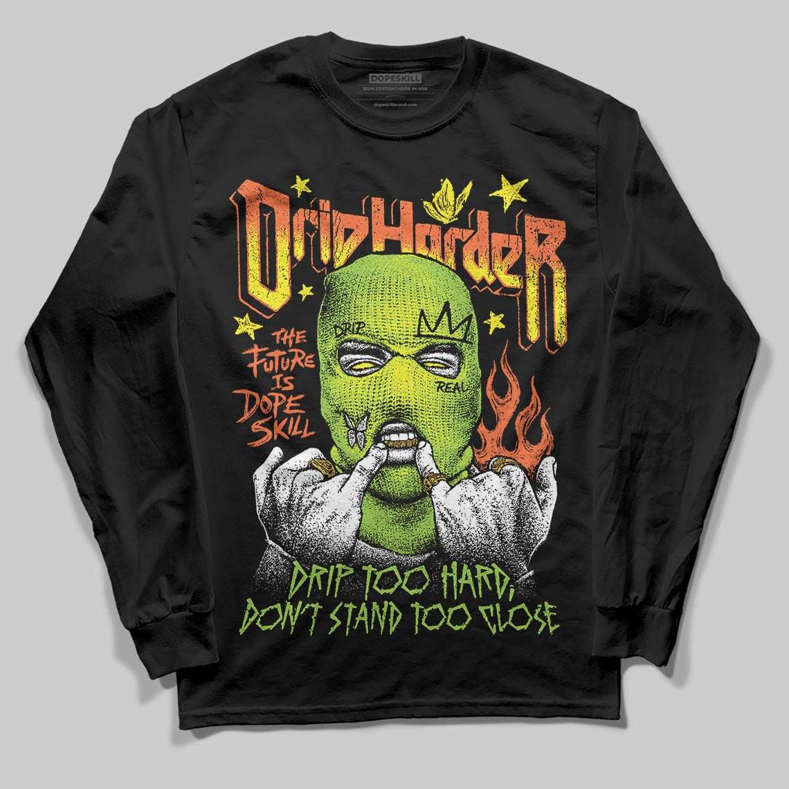 Neon Green Sneakers DopeSkill Long Sleeve T-Shirt Drip Harder Graphic Streetwear - Black