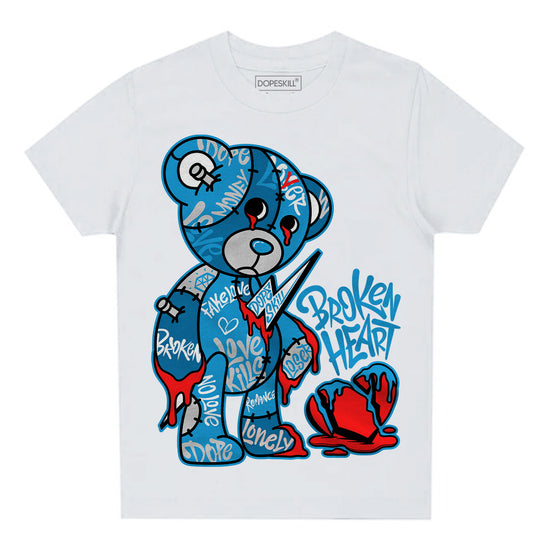 Jordan 4 Retro Military Blue DopeSkill Toddler Kids T-shirt Broken Heart Graphic Streetwear - White