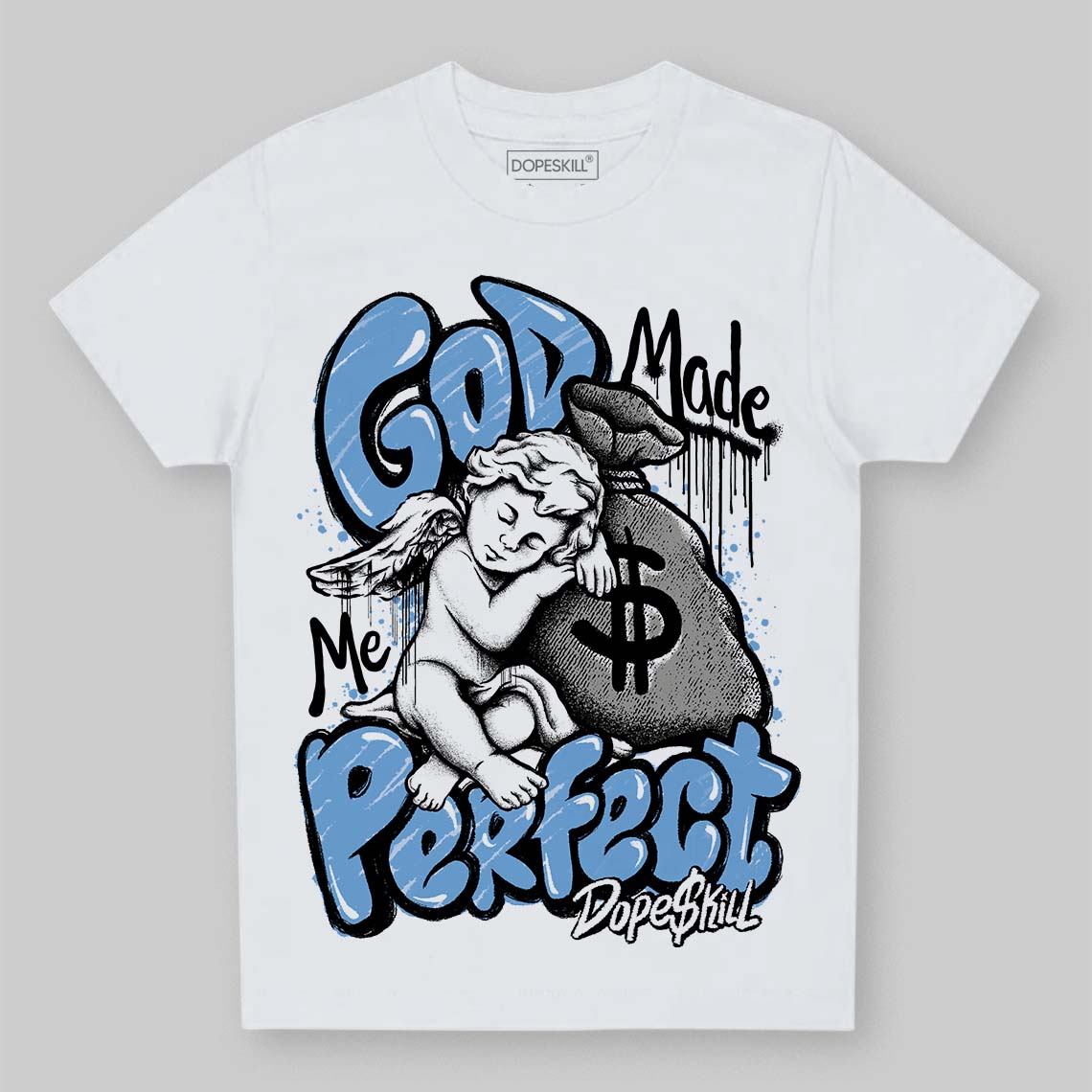 Jordan 12 Retro 'Melo' DopeSkill Toddler Kids T-shirt God Made Me Perfect Graphic Streetwear - White
