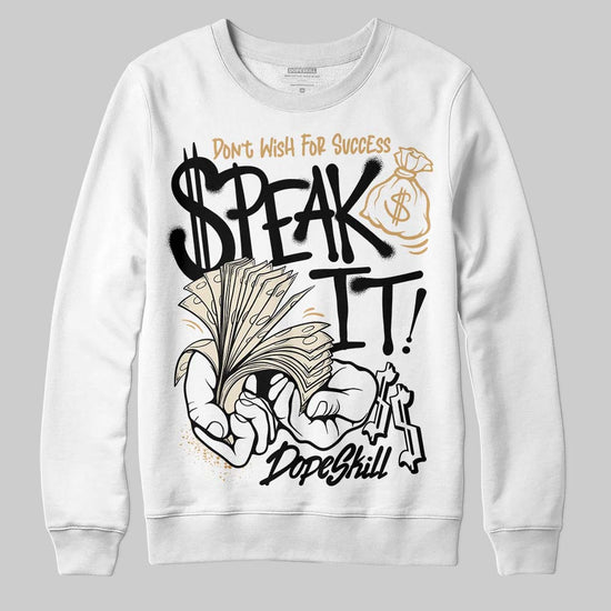 Jordan 5 Retro Reverse Metallic DopeSkill Sweatshirt Speak It Graphic Streetwear - White