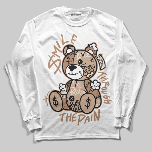 Jordan 4 Retro Cozy Girl DopeSkill Long Sleeve T-Shirt Smile Through The Pain Graphic Streetwear - White