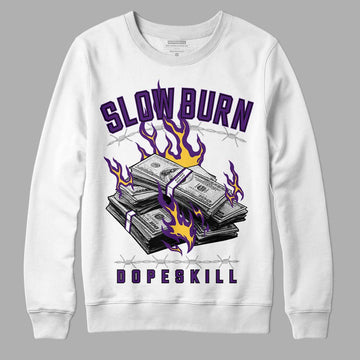 Jordan 12 “Field Purple” DopeSkill Sweatshirt Slow Burn Graphic Streetwear - White