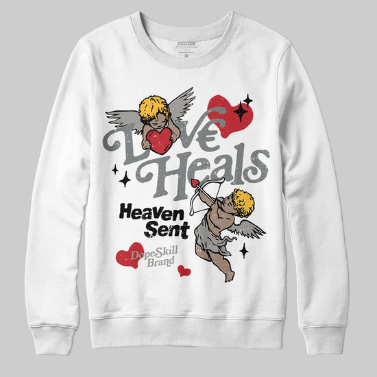 Jordan 9 Cool Grey DopeSkill Sweatshirt New Love Heals Graphic Streetwear - White