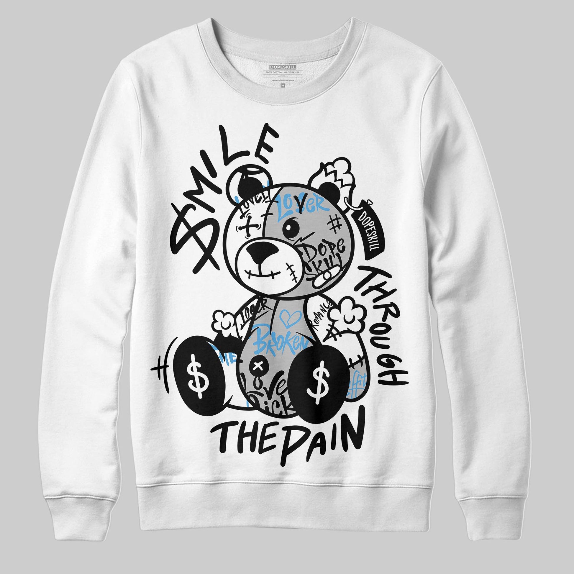 Jordan 10 OG “Steel” DopeSkill Sweatshirt Smile Through The Pain Graphic Streetwear - White
