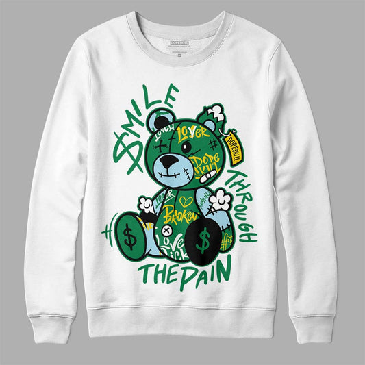 Jordan 5 “Lucky Green” DopeSkill Sweatshirt Smile Through The Pain  Graphic Streetwear - White