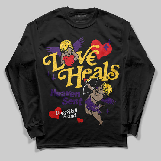 Jordan 12 “Field Purple” DopeSkill Long Sleeve T-Shirt New Love Heals Graphic Streetwear - Black